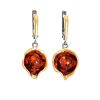 Drop Amber Earrings In Gold-Plated Silver The Turandot, image 