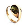Gold-Plated Ring With Green Amber The Peony, Ring Size: 10 / 20, image 