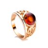 Gold-Plated Ring With Cognac Amber The Scheherazade, Ring Size: 13 / 22, image 