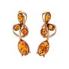 Bright Gold-Plated Earrings With Cognac Amber The Symphony, image 