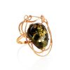 One Size Gold-Plated Ring With Bold Green Amber The Rialto, Ring Size: Adjustable, image 
