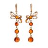 Gold-Plated Dangle Earrings With Cognac Amber The Caprice, image 