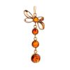 Gold-Plated Dangle Pendant With Cognac Amber The Caprice, image 