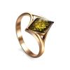 Gold-Plated Ring With Green Amber The Colombina, Ring Size: 8.5 / 18.5, image 