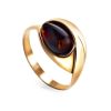 Gold-Plated Ring With Cherry Amber The Peony, Ring Size: 12 / 21.5, image 