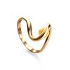 Wavy Gold-Plated Ring With Honey Amber The Leia, Ring Size: 8.5 / 18.5, image 