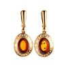 Drop Amber Earrings In Gold-Plated Silver The Ellas, image 