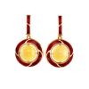 Amber and Red Enamel Earrings In Gold-Plated Silver The Empire, image 