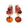 Bold Gold-Plated Earrings With Amber And Enamel The Verona, image 