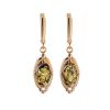 Drop Gold-Plated Earrings With Green Amber And Crystals The Albertina, image 