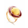Amber and Red Enamel Ring In Gold-Plated Silver The Empire, Ring Size: 6 / 16.5, image 