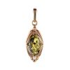 Green Amber Pendant In Gold-Plated Silver With Crystals The Albertina, image 