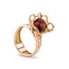 Gold-Plated Ring With Cherry Amber The Geneva, Ring Size: 8 / 18, image 