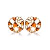 Round Gold-Plated Earrings With Cognac Amber The Domino, image 