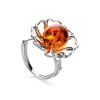 Bright Amber Ring In Sterling Silver The Daisy, Ring Size: Adjustable, image 