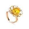 Luminous Amber Ring In Gold-Plated Silver The Daisy, Ring Size: Adjustable, image 