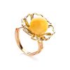 Ultra Feminine Amber Ring In Gold-Plated Silver The Daisy, Ring Size: Adjustable, image 