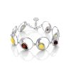 Impressive Multicolor  Amber Link Bracelet In Sterling Silver The Eagles, image 