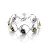 Impressive Green Amber Link Bracelet In Sterling Silver The Eagles, image 