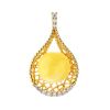 Drop Amber Pendant In Gold-Plated Silver With Crystals The Venus, image 
