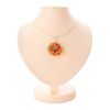 Sterling Silver Necklace With Round Amber Pendant, image 