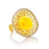 Fabulous Honey Amber Ring In Gold-Plated Silver With Crystals The Venus, Ring Size: Adjustable, image 