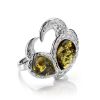 Green Dazzling Amber Ring In Sterling Silver The Eagles Collection, Ring Size: 8.5 / 18.5, image 