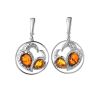 Fabulous Cognac Amber Dangle Earrings In Sterling Silver The Eagles, image 