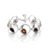 Impressive Cognac Amber Link Bracelet In Sterling Silver The Eagles, image 
