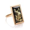 Geometric Gold-Plated Cocktail Ring With Green Amber The Chelsea, Ring Size: 12 / 21.5, image 