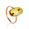 Oval Amber Ring With Inclusions In Gold The Clio, Ring Size: 6.5 / 17, image 