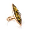 Gold-Plated Silver Ring With Green Amber The Grace, Ring Size: 12 / 21.5, image 