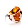 Adjustable Ring With Cognac Amber And White Polymer The Dalmatian, Ring Size: Adjustable, image 