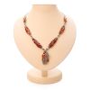 Cognac Amber Pendant Necklace In Sterling Silver With Marcasites The Colorado, image 