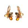 Wonderful Multicolor Amber Earrings In Gold-Plated Silver The Verbena, image 