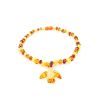 Multicolor Amber Beaded Necklace With Angel Shaped Pendant, image 