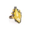 Adorable Sterling Silver Ring With Leaf Cut Amber The Canada, Ring Size: Adjustable, image 