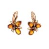 Gold-Plated Earrings With Cognac Amber The Verbena, image 