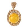 Round Amber Pendant In Gold-Plated Silver With Crystals The Venus, image 