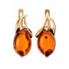 Cognac Amber Earrings In Gold-Plated Silver The Palermo, image 