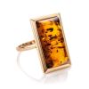 Bold Gold-Plated Ring With Cognac Amber The Chelsea, Ring Size: 12 / 21.5, image 