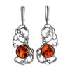 Wonderful Filigree Silver Drop Earrings With Cherry Amber The Tivoli, image 