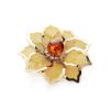 Bold Gold-Plated Floral Brooch With Cognac Amber And Crystals The Beoluna, image 