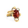 Adjustable Gold-Plated Ring With Cognac Amber The Pompadour, Ring Size: Adjustable, image 