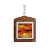 Geometric Wooden Pendant With Honey Amber The Indonesia, image 