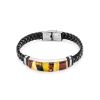 Braided Leather Wristband With Multicolor Amber The Grunge, image 
