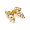 Cute Bright Gold Plated Brooch With Amber And Crystals The Belouna, image 