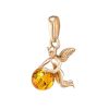 Gold-Plated Pendant With Cognac Amber The Angel, image 