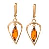 Gold Plated Earrings With Cognac Amber And Champagne Crystals The Raphael, image 