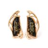 Green Amber Earrings In Gold-Plated Silver The Illusion, image 